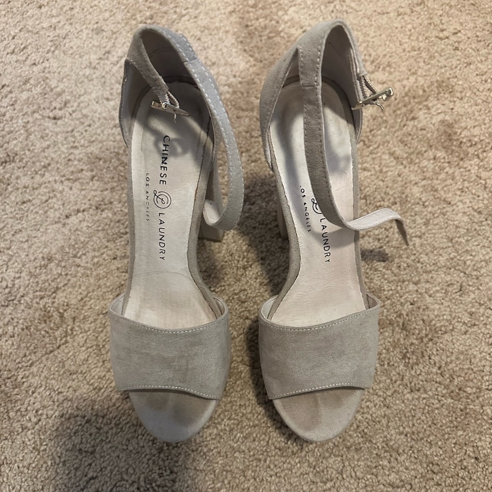 chinese laundry tan suede 6-inch platform heel